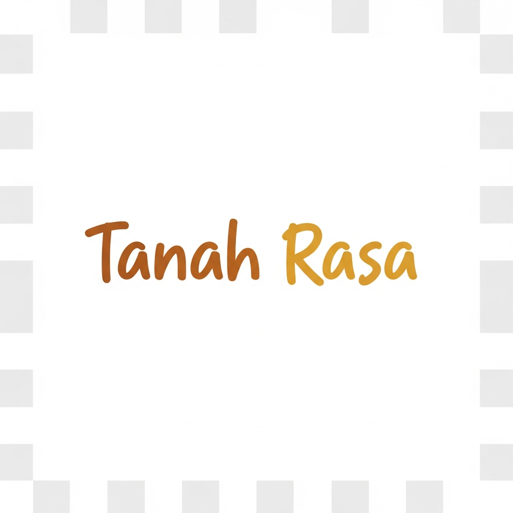 AI_IMAGE: An artisanal food brand logo in warm amber and gold on transparent background, text reads Tanah Rasa with organic hand-lettered style, earthy and authentic Indonesian feel, premium artisan aesthetic | minimalist | square